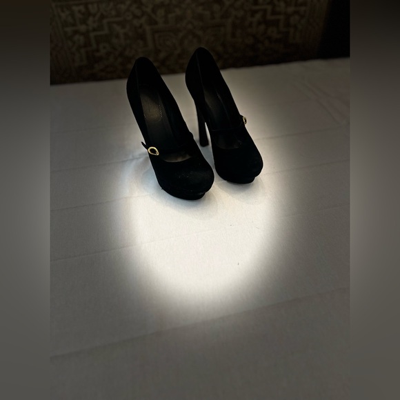 YSL Yves Saint Laurent Brown Suede Tribtoo Mary Jane Platform Heels Size 37 - Picture 9 of 11